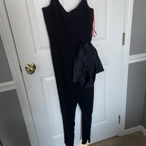 monique lhuillier jumpsuit with a bow